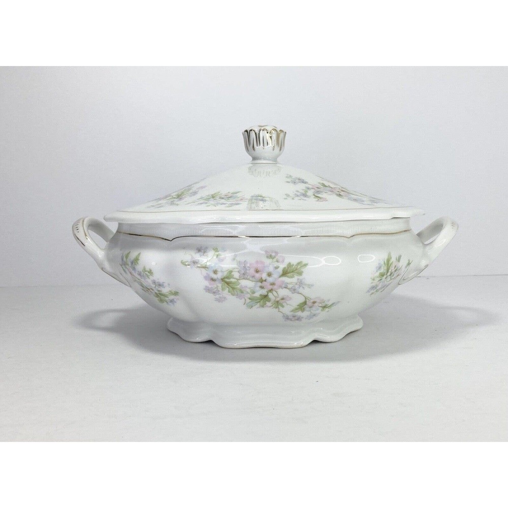 Antique ca 1900s Vienna VNN15 Porcelain Lidded Round Serving Bowl 9 1/5” Austria